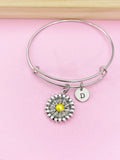 Silver Daisy Charm Bracelet, Silver Sunflower Flower Jewelry, N2344