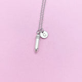 Writer Necklace, Silver Pencil Charm Necklace, Secretary Necklace, Secretary Gift, Teacher Gift, Personalized Christmas Gift, N796