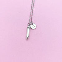 Writer Necklace, Silver Pencil Charm Necklace, Secretary Necklace, Secretary Gift, Teacher Gift, Personalized Christmas Gift, N796
