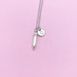 Writer Necklace, Silver Pencil Charm Necklace, Secretary Necklace, Secretary Gift, Teacher Gift, Personalized Christmas Gift, N796