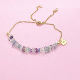 Gold Fluorite Bolo Bracelet, Natural Gemstone Jewelry, N4277Z
