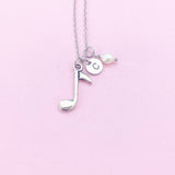 Silver Music Note Melody Charm Necklace, BN35