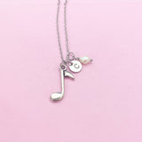 Silver Music Note Melody Charm Necklace, BN35