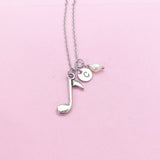 Silver Music Note Melody Charm Necklace, BN35
