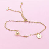 Gold Tulip Flower Charm Bracelet, N2189D