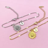 Gold or Silver Sunflower Charm Bracelet, N3126A