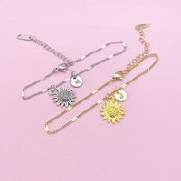 Gold or Silver Sunflower Charm Bracelet, N3126A