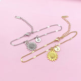 Gold or Silver Sunflower Charm Bracelet, N3126A