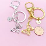 Silver Gold or Rose Gold Butterfly Charm Keychain, N131Z