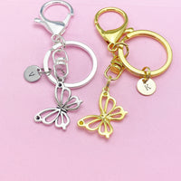 Silver Gold or Rose Gold Butterfly Charm Keychain, N131Z