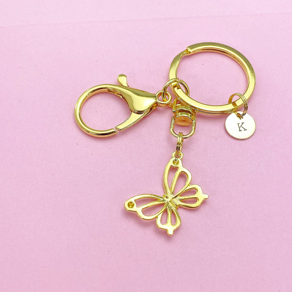 Gold Butterfly Charm Keychain, N131T