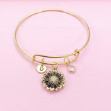 Gold Sunflower Charm Bracelet, N1401