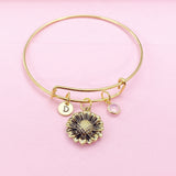 Gold Sunflower Charm Bracelet, N1401