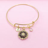 Gold Sunflower Charm Bracelet, N1401