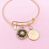 Gold Sunflower Charm Bracelet, N1401