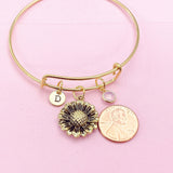 Gold Sunflower Charm Bracelet, N1401