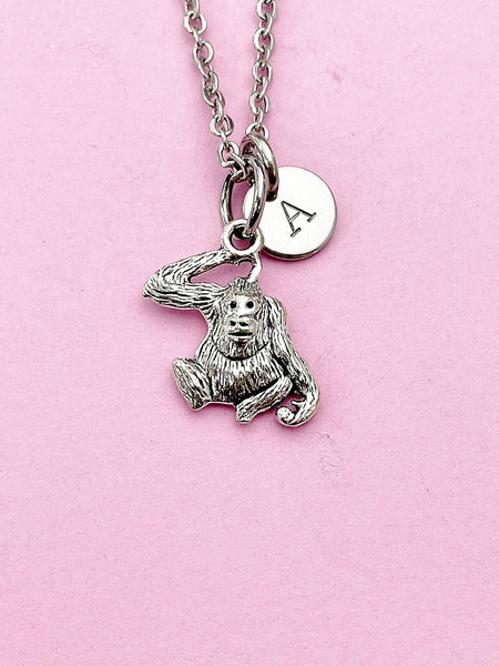 Silver Monkey Orangutan Charm Necklace, N5577A