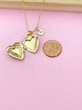 Gold Heart Bowknot Locket Necklace, Love, Keepsake Photo Frame, N4043