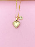 Tiny Gold Heart Locket Necklace, Love, Valentine Gift, N4042
