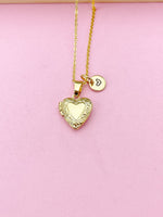 Tiny Gold Heart Locket Necklace, Love, Valentine Gift, N4042