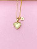 Tiny Gold Heart Locket Necklace, Love, Valentine Gift, N4042
