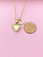 Tiny Gold Heart Locket Necklace, Love, Valentine Gift, N4042