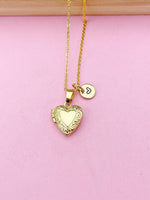 Tiny Gold Heart Locket Necklace, Love, Valentine Gift, N4042