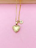 Tiny Gold Heart Locket Necklace, Love, Valentine Gift, N4042