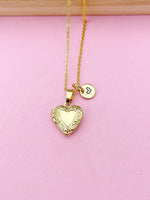 Tiny Gold Heart Locket Necklace, Love, Valentine Gift, N4042