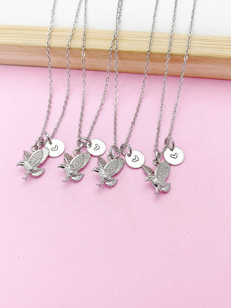 Silver Flying Eagle Charm Necklace, N348A