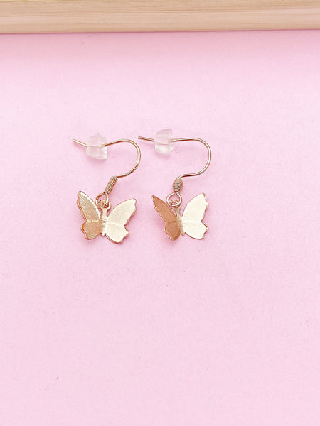 Rose Gold Butterfly Charm Earrings, N2770A