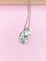 Silver Saint Luke Charm Necklace, N2717