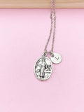Silver Saint Luke Charm Necklace, N2717