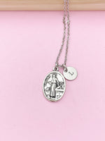 Silver Saint Luke Charm Necklace, N2717