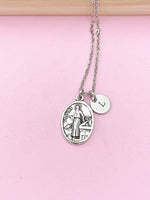 Silver Saint Luke Charm Necklace, N2717