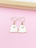 Gold Ghost Dangle Earrings, Cute Halloween Jewelry
