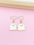 Gold Ghost Dangle Earrings, Cute Halloween Jewelry