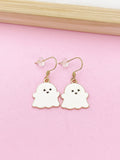 Gold Ghost Dangle Earrings, Cute Halloween Jewelry