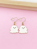 Gold Ghost Dangle Earrings, Cute Halloween Jewelry
