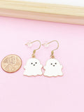 Gold Ghost Dangle Earrings, Cute Halloween Jewelry
