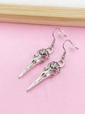 Halloween Raven Crow Bird Earrings Bird Charm Dangle Earrings Silver Earrings Gothic Jewelry