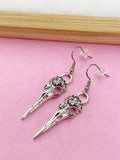 Halloween Raven Crow Bird Earrings Bird Charm Dangle Earrings Silver Earrings Gothic Jewelry