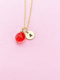 Gold Strawberry Charm Necklace Handmade Lampwork, N5339