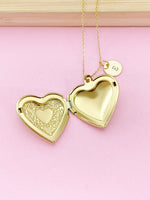 Heart Flower Locket Pendant Necklace – Romantic Keepsake Jewelry, N3842M