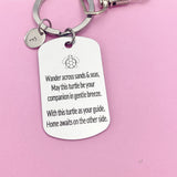 Silver Set Goal Safe Travel Turtle Charm Keychain, D467