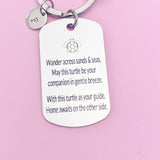 Silver Set Goal Safe Travel Turtle Charm Keychain, D467