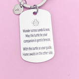 Silver Set Goal Safe Travel Turtle Charm Keychain, D467