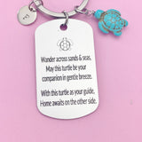 Silver Blue Sea Turtle Charm Keychain, D468