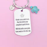 Silver Blue Sea Turtle Charm Keychain, D468