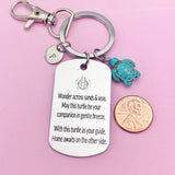 Silver Blue Sea Turtle Charm Keychain, D468